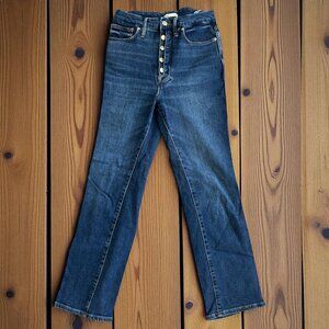 GOOD AMERICAN Medium Wash Buttoned Straight Leg Stretch Jeans SIze 25 / 0